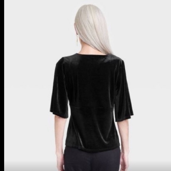 NWT ✅ KNOX ROSE 🖤 VELOUR 3/4 SLEEVE TOP - Picture 2 of 4